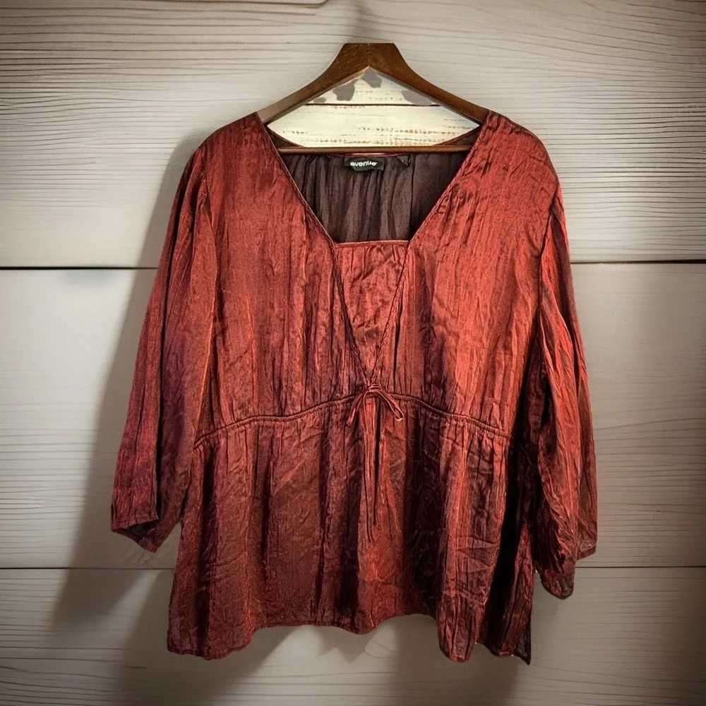 Y2K Blouse 2XL 18/20 Red Luminous Peasant Top Whimsical Goth Witchy Flowy